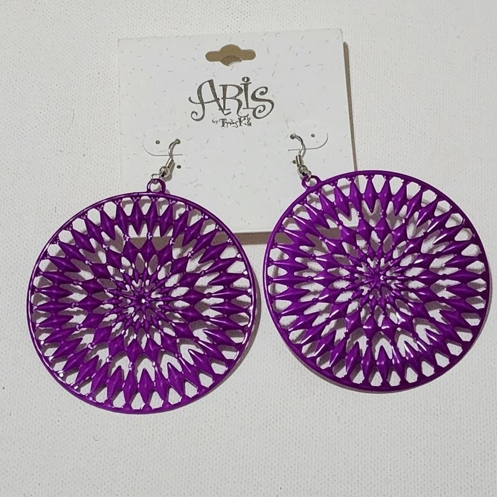 TRESKA Purple Metal dangle‎ chandelier earrings